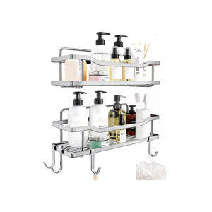 Genérico - Organizador De Ducha Repisa Baño Adhesivo Set 2 Inoxidable Blanco