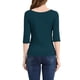 thumbnail image 3 of INSPIRE CHIC Camisetas de Mujer Mangas al Codo Cuello Barco Ajuste Ceñido Casual Camisetas Verde Oscuro M, 3 of 7