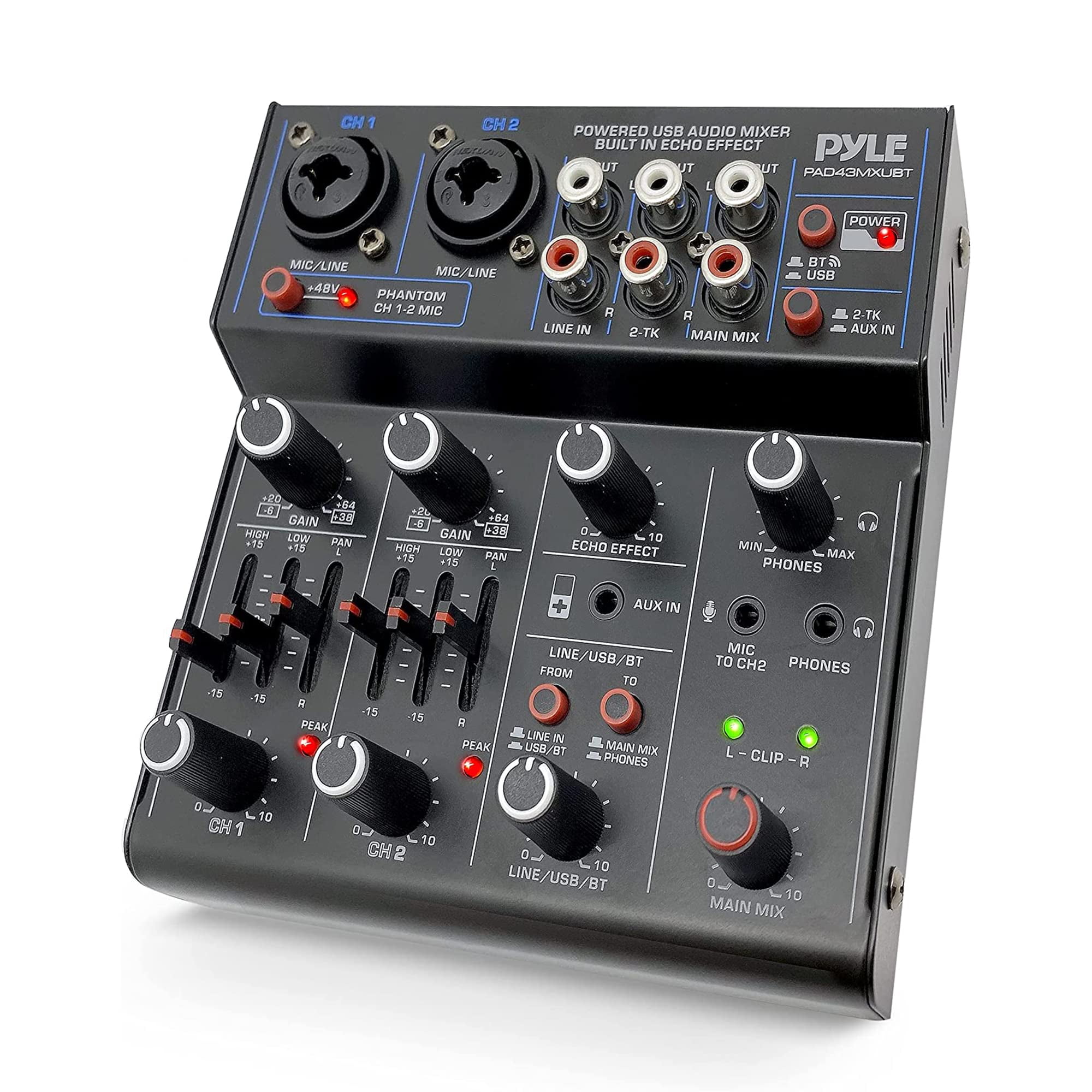 Mezclador De Audio Inalámbrico Para Dj Pyle Pad43mxubt De 4 Canales Bluetooth