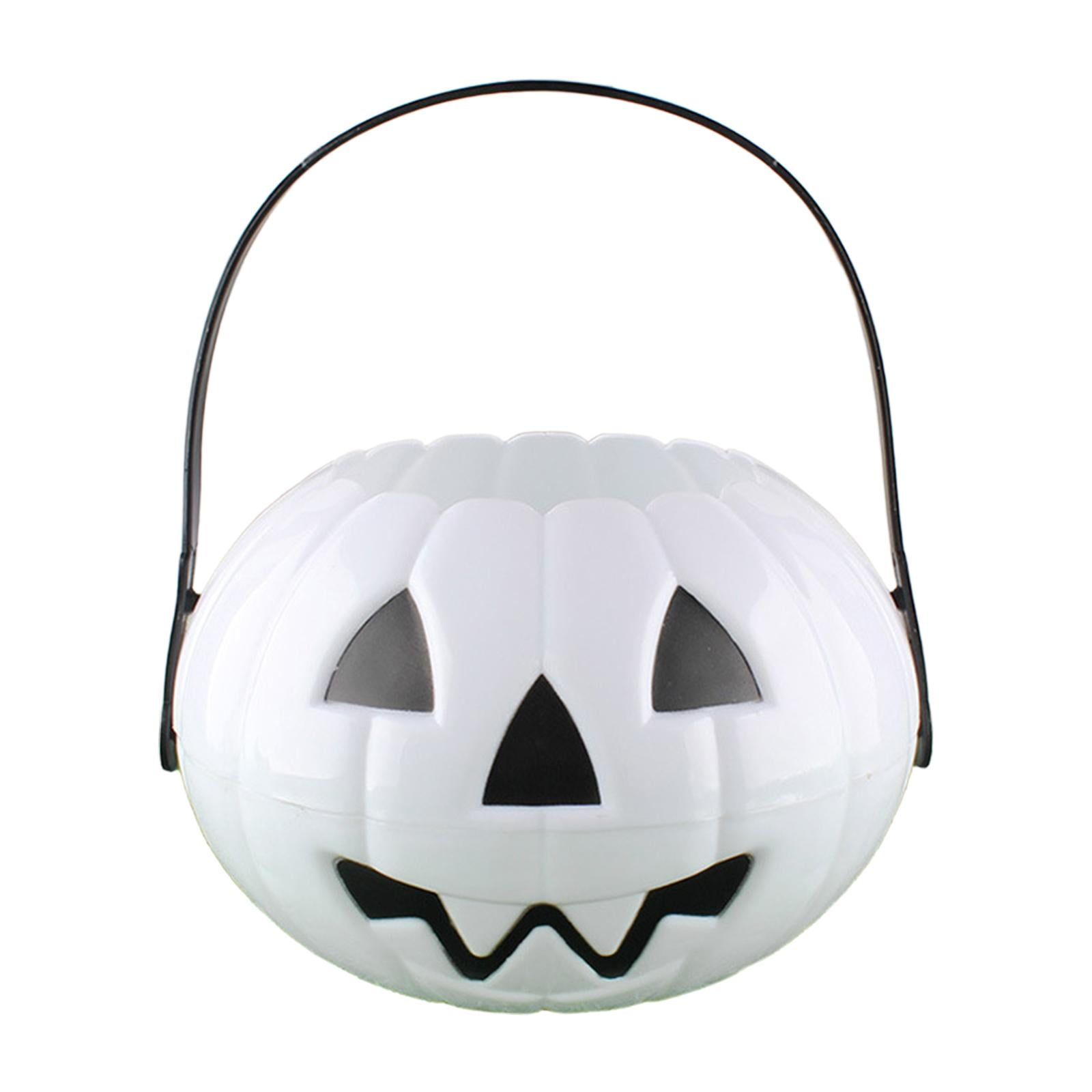 Magideal - Cubo De Halloween Para Pedir Dulces, Decoración De Halloween, Artículos Para Fiestas, Contenedor, Cubo De Calabaza, Soporte Para Cubo De Dulces Para N Blanco