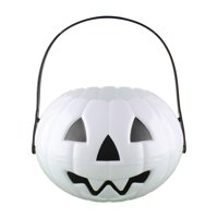 Magideal - Cubo De Halloween Para Pedir Dulces, Decoración De Halloween, Artículos Para Fiestas, Contenedor, Cubo De Calabaza, Soporte Para Cubo De Dulces Para N Blanco