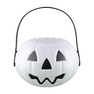 Magideal - Cubo De Halloween Para Pedir Dulces, Decoración De Halloween, Artículos Para Fiestas, Contenedor, Cubo De Calabaza, Soporte Para Cubo De Dulces Para N Blanco