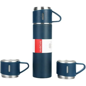 Veat00L - Termo Con Taza Incluida Para Té De Acero Inoxidable, Botella Aislada Al Vacío Con Tapa Incorporada A Prueba De Fugas De 500 Ml Con Tazas, Taza De Café De Viaje Para Bebidas Frías Y Calientes