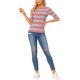 thumbnail image 2 of INSPIRE CHIC Camisetas a Rayas de Mujer para Regreso a Clases Ajustadas con Mangas al Codo y Cuello de Barco Talla M Rosa Gris, 2 of 6