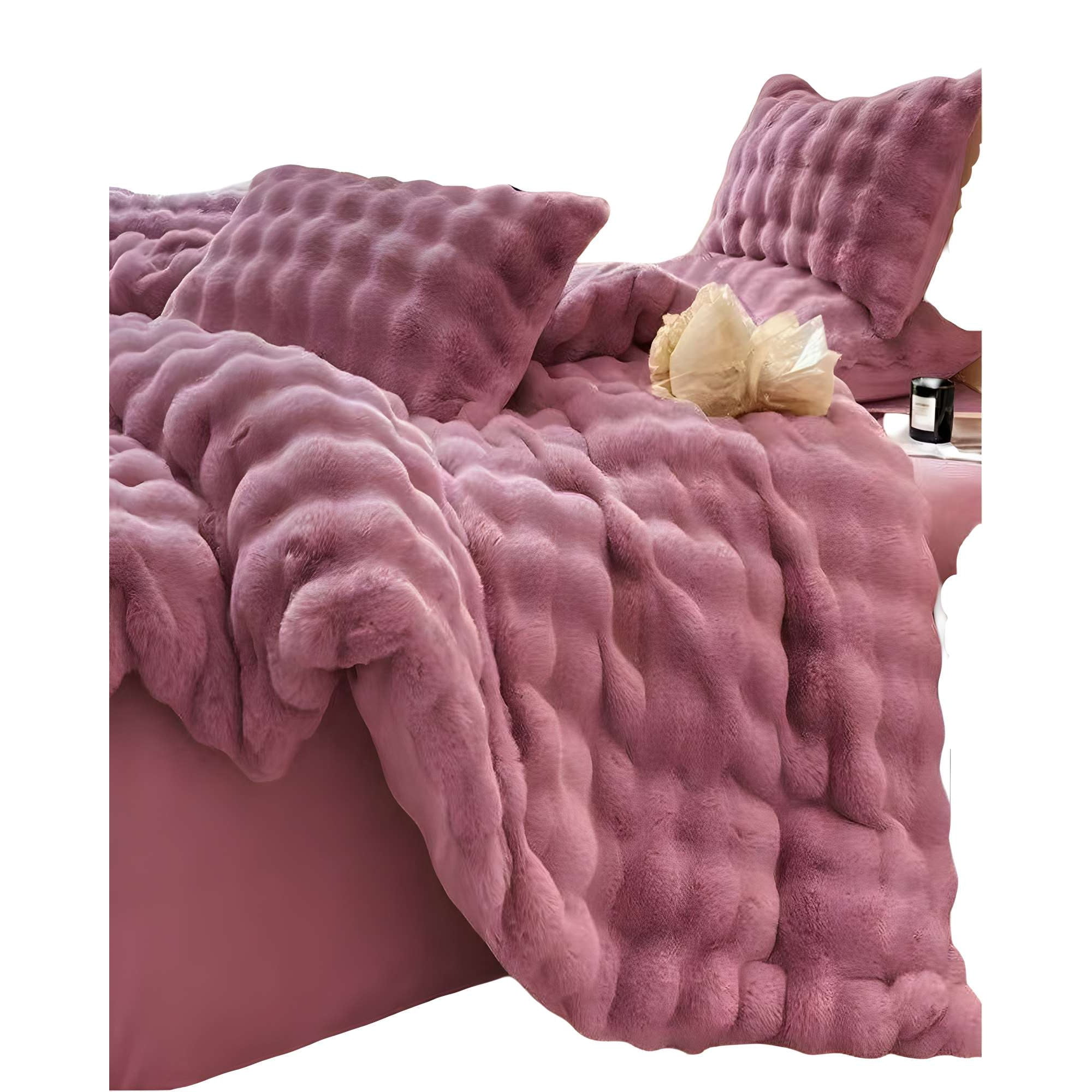 Genérico - Cobertor Imitacion De Piel De Conejo Con Chiporro Violeta 2 Plazas