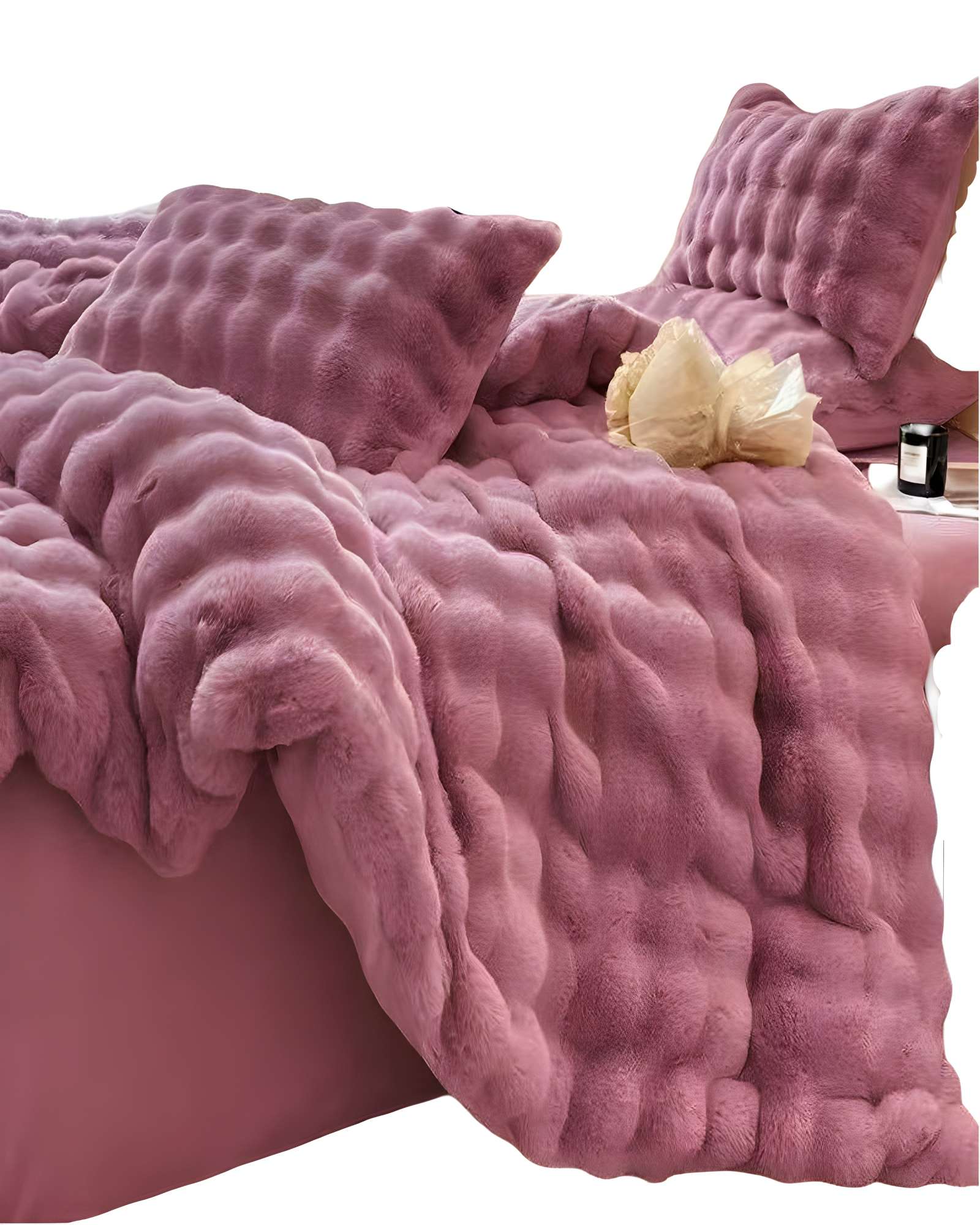 Genérico - Cobertor Imitacion De Piel De Conejo Con Chiporro Violeta 2 Plazas