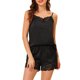thumbnail image 1 of INSPIRE CHIC Conjunto de Pijama de Satén para Mujer Regreso a Clases Camisola con Ribete de Encaje y Shorts Ropa de Dormir con Tirantes Ajustables Loungewear Sedoso S Negro, 1 of 6
