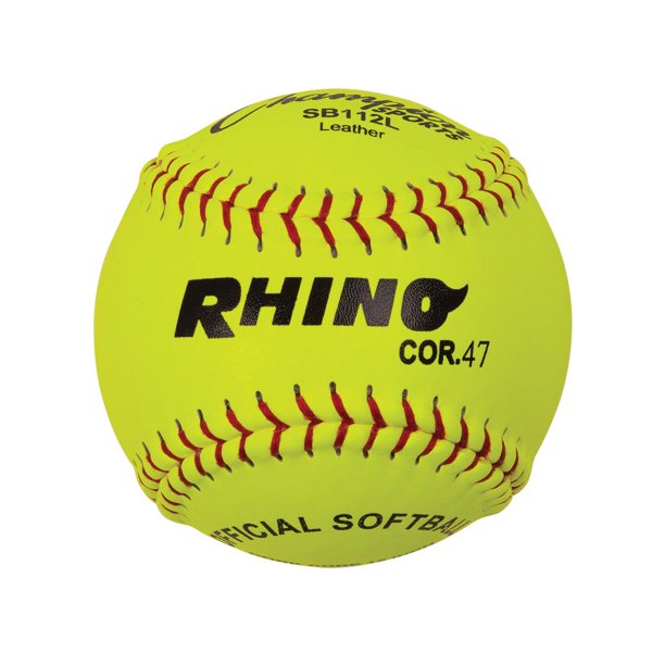 Champion Sports Softballs de Cuero de 12 pulgadas - Núcleo de Corcho - Compresión Media - Costuras Elevadas - Amarillo Óptico - Paquete de 12