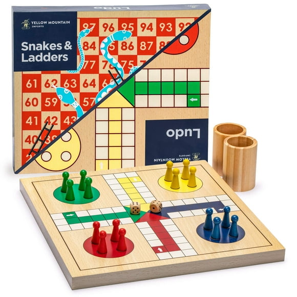 Set de juego Yellow Mountain Imports Snakes and Ladders, Ludo