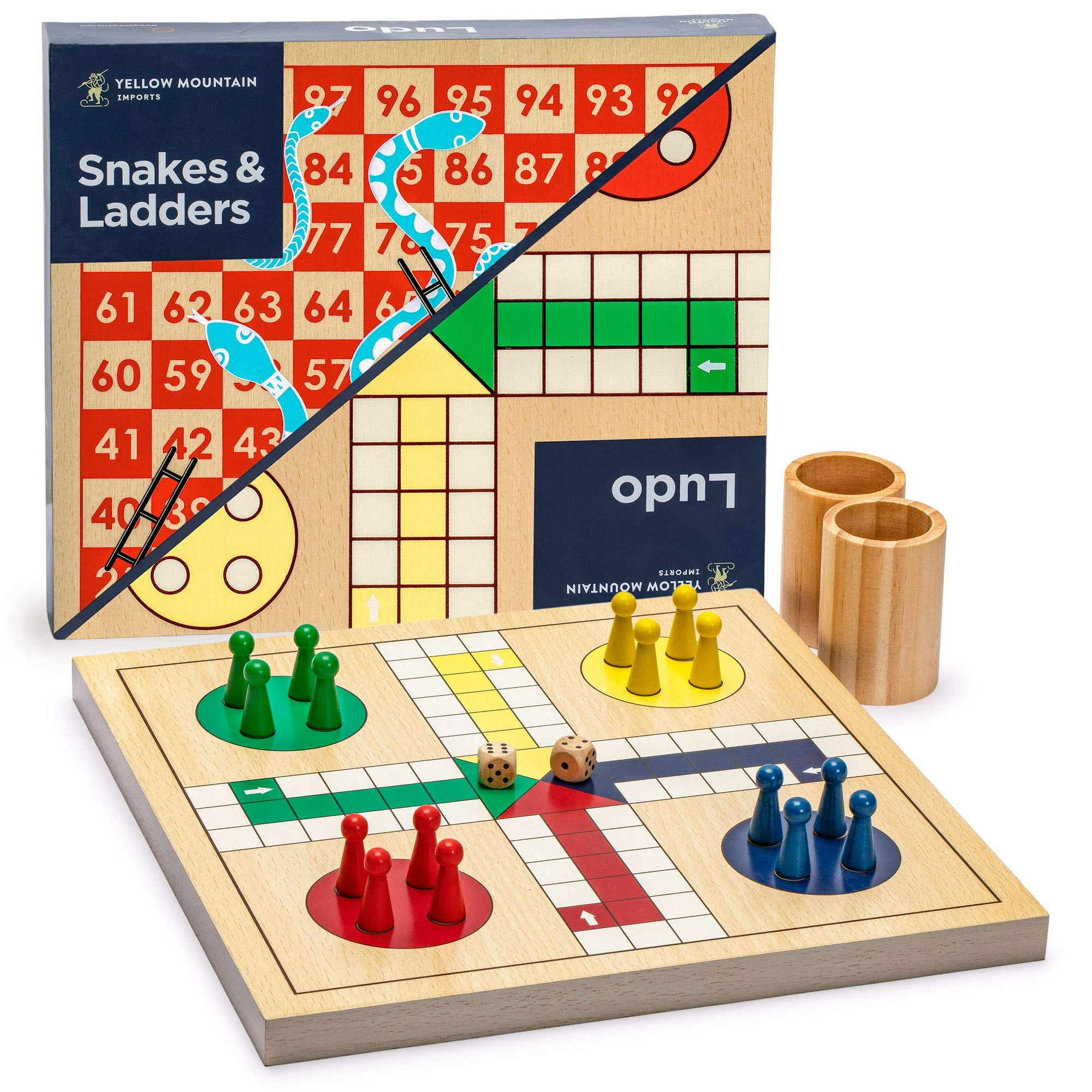 Set De Juego Yellow Mountain Imports Snakes And Ladders, Ludo