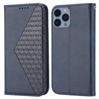 Funda Flip Foxdock Para Iphone 12 , Estilo Billetera Con Diseño Rombo, Correa De Mano Y Soporte, Uso Diario