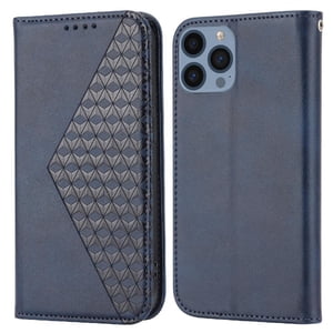 Funda Flip Foxdock Para Iphone 12 , Estilo Billetera Con Diseño Rombo, Correa De Mano Y Soporte, Uso Diario