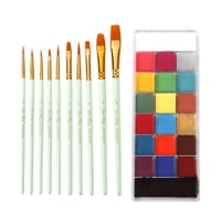 Magideal - 20 Colores Profesional Especial Cara Pintura Corporal Paletas De Maquilje Pintura Facial Con 10 Pinceles Para Niños, Halloween, Festival, Disfraces Verde