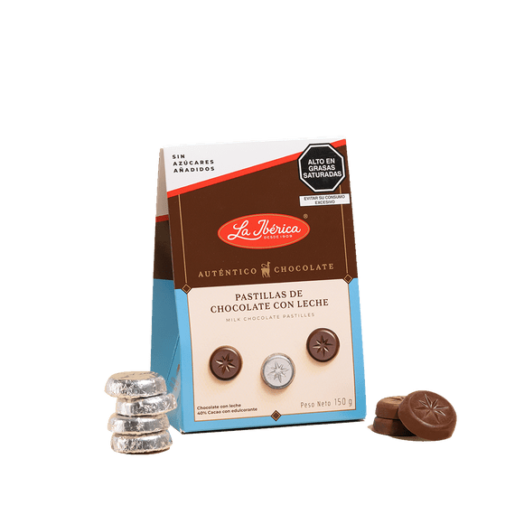Pastillas de Chocolate Con Leche Sin Azúcar 150g La Ibérica