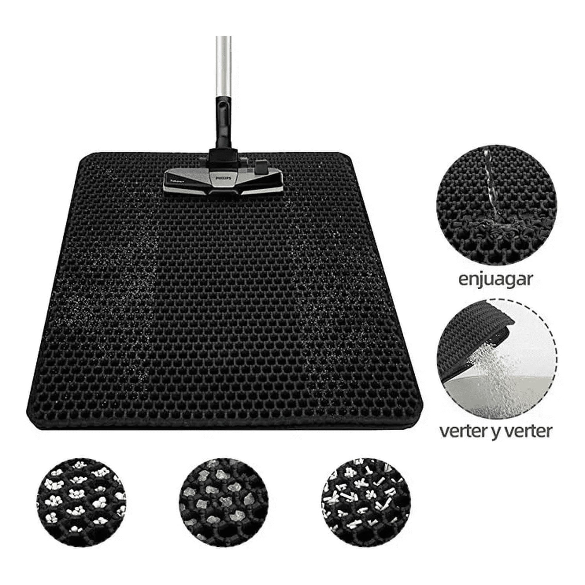 Genérico - Alfombra Gato Salida Arenero Gato Baño, Atrapa Arena 45*60cm Negro