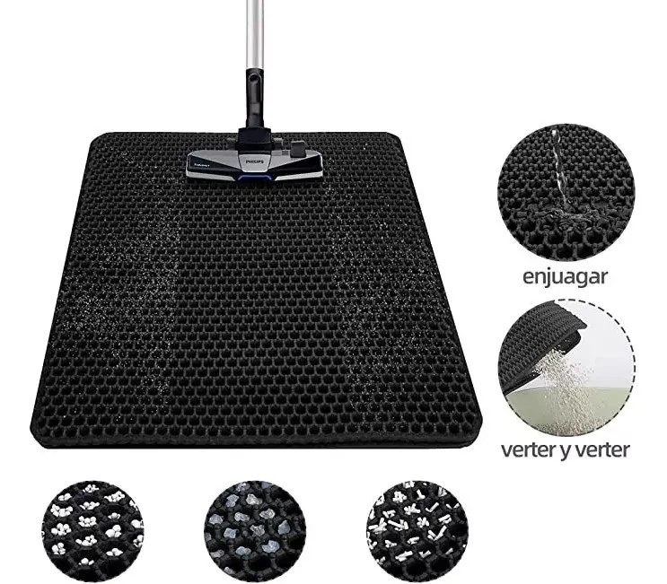 Genérico - Alfombra Gato Salida Arenero Gato Baño, Atrapa Arena 45*60Cm Negro