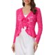 thumbnail image 1 of INSPIRE CHIC Bolero de Encaje Floral para Mujer con Dobladillo Volante, Cárdigan Corto con Lazo Frontal, Ligero para el Verano, Color Rosa Fucsia XS, 1 of 6