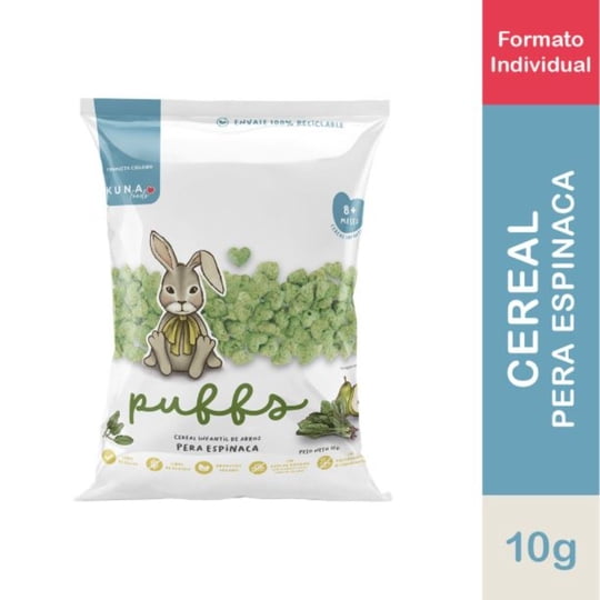 Cereal Puffs Pera Espinaca Individual g ml Kuna Foods