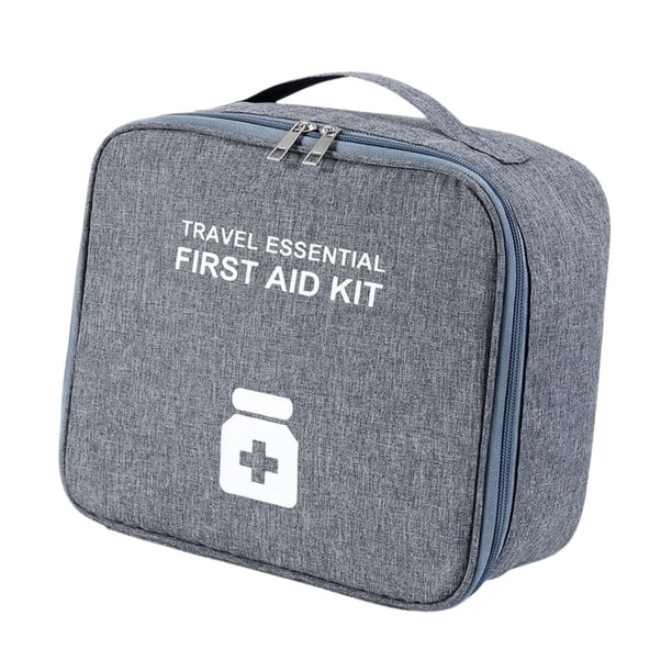 Bolsa de almacenamiento de medicina portátil, bolsa de primeros auxilios de tela Oxford, bolsa médica para el hogar, bolsa médica para senderismo al a gris y L