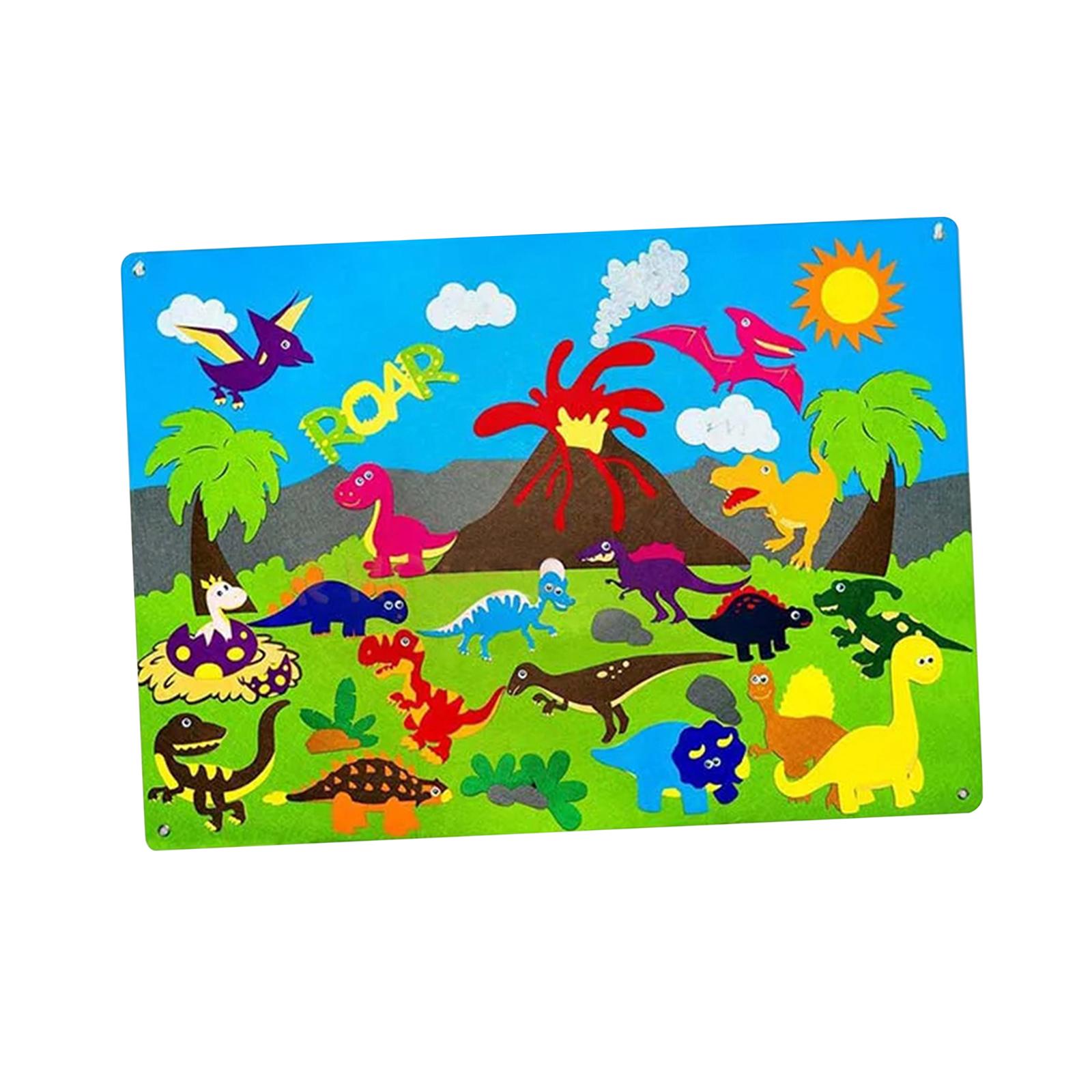 Magideal - Tablero Ocupado De Historia De Fieltro, Ayuda Para La Enseñanza De La Percepción Del Color, Juguete Montessori Para Niños De 1 A 5 Años, Avión, Coche Sol De Dinosaurio