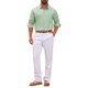 thumbnail image 2 of Camisas Texturizadas de Jacquard de Color Sólido con Botones y Mangas Largas para Hombre INSPIRE CHIC L Verde, 2 of 5