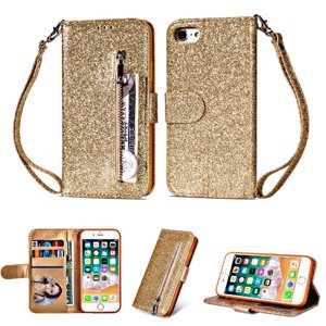 Foxdock - Funda Para Elegante Funda Iphone 7/Iphone 8 Glitter Con Cremallera-Ideal Para El Uso Diario