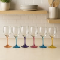 Cristar - Display 6 Copas Vino Versalles Pie Color 300Ml Multicolores