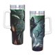 thumbnail image 4 of Gatos Guerreros Vaso aislado de acero inoxidable con asa, diseño temático, regalo para familia, amigos y fans; incluye pajita y encaja en el portavasos estándar, 40 oz, 4 of 6