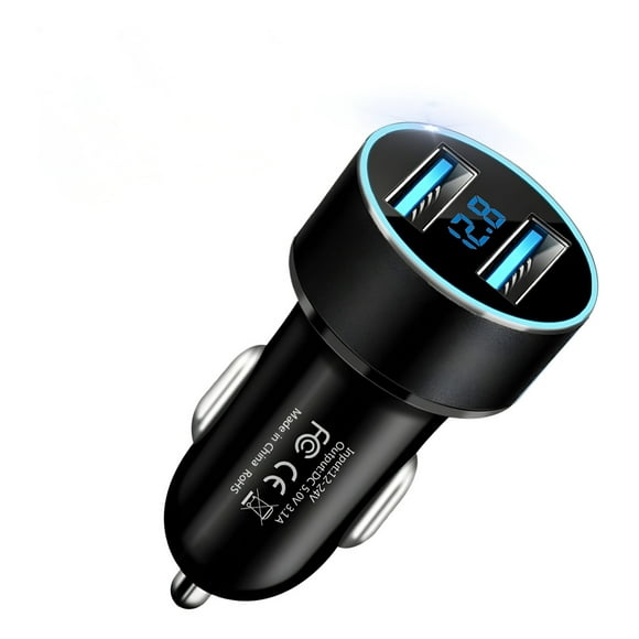 Cargador Auto Doble Usb 3.1a Con Voltímetro 12-24v Adaptador Surtido cc321