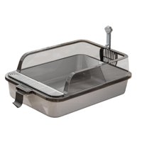Ioensy - Inodoro Para Gatos Con Parte Superior Abierta, Lavabo De Arena Para Gatos, Suministros Para Mascotas, Bandeja Para Arena Para Gatos, Color Gris