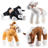 Set De 4 Caballos De Peluche Prextex De 25 Cm, Juguetes Suaves Y Acolchonados