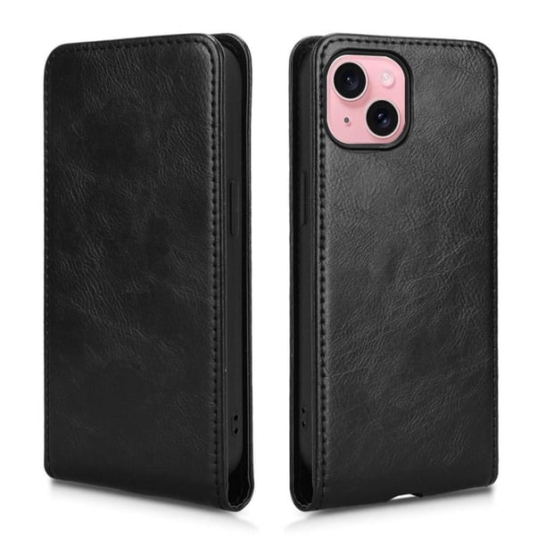 Funda tipo folio para iPhone 15 con soporte magnético y protección para la cámara Negro