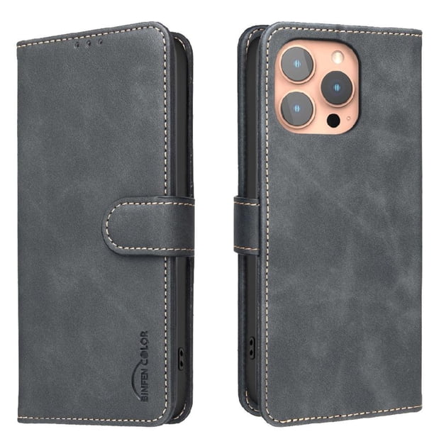 Funda Billetera para iPhone 14 PRO Protección RFID y Soporte Ajustable Negro