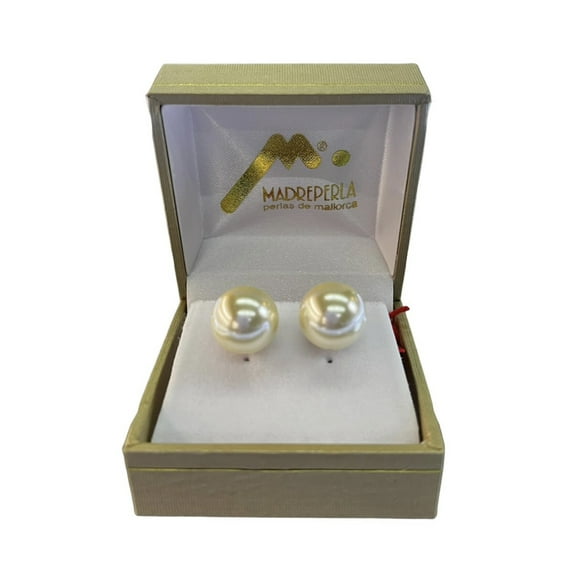 Aros Pegados de Perlas de Mallorca N° 12 Enchapado en Oro
