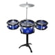 thumbnail image 1 of Mini Jazz Drum Percussion Instrumentos Set Juguete Musical -5 Tambores + Taburete Azul 3 Tambores Negro + Azul, 1 of 5