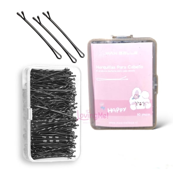 Horquillas Para El Cabello Negras En Forma De U. Paquete Con Empaque