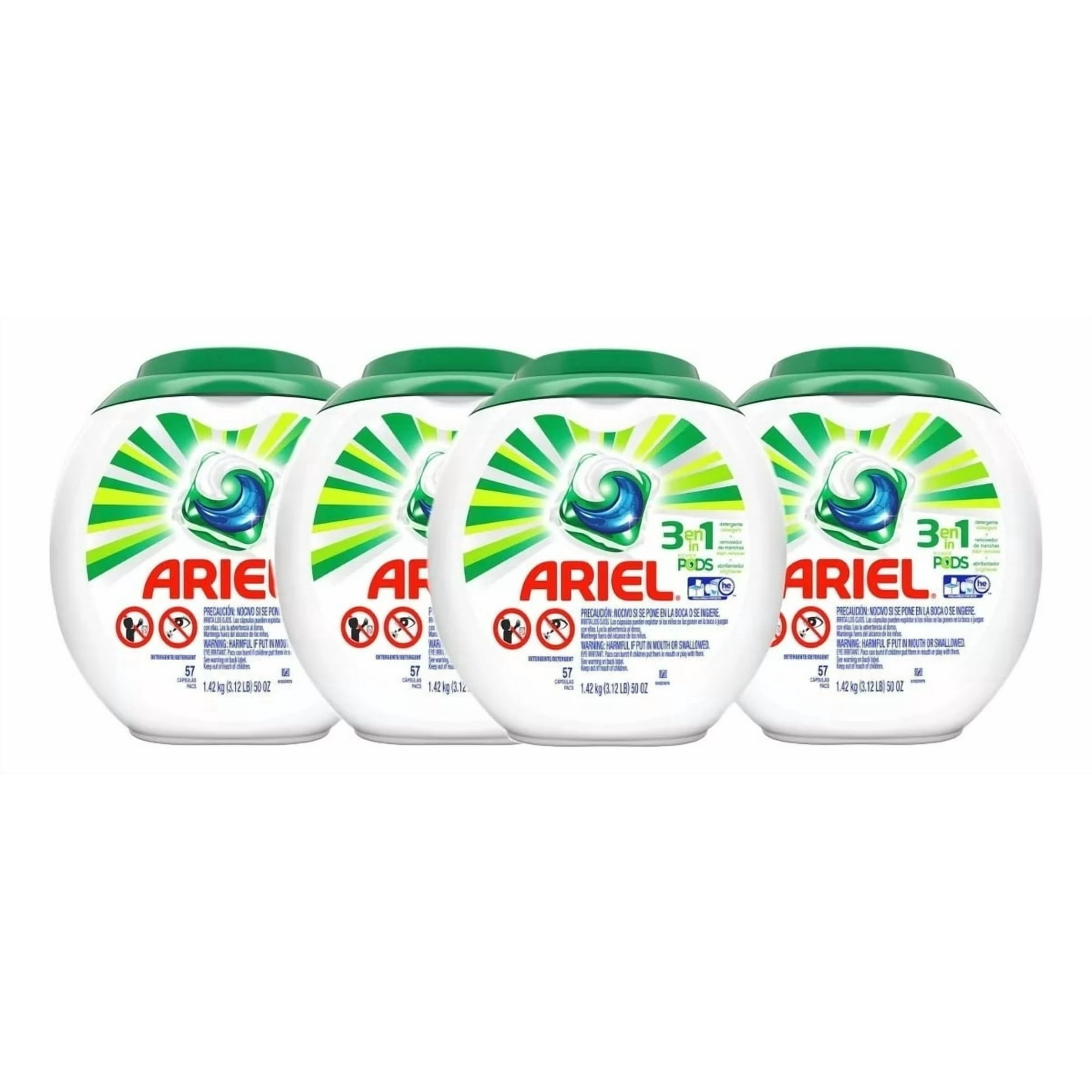 Pack x 4 Detergente Cápsulas Ariel Pods 57 Unidades