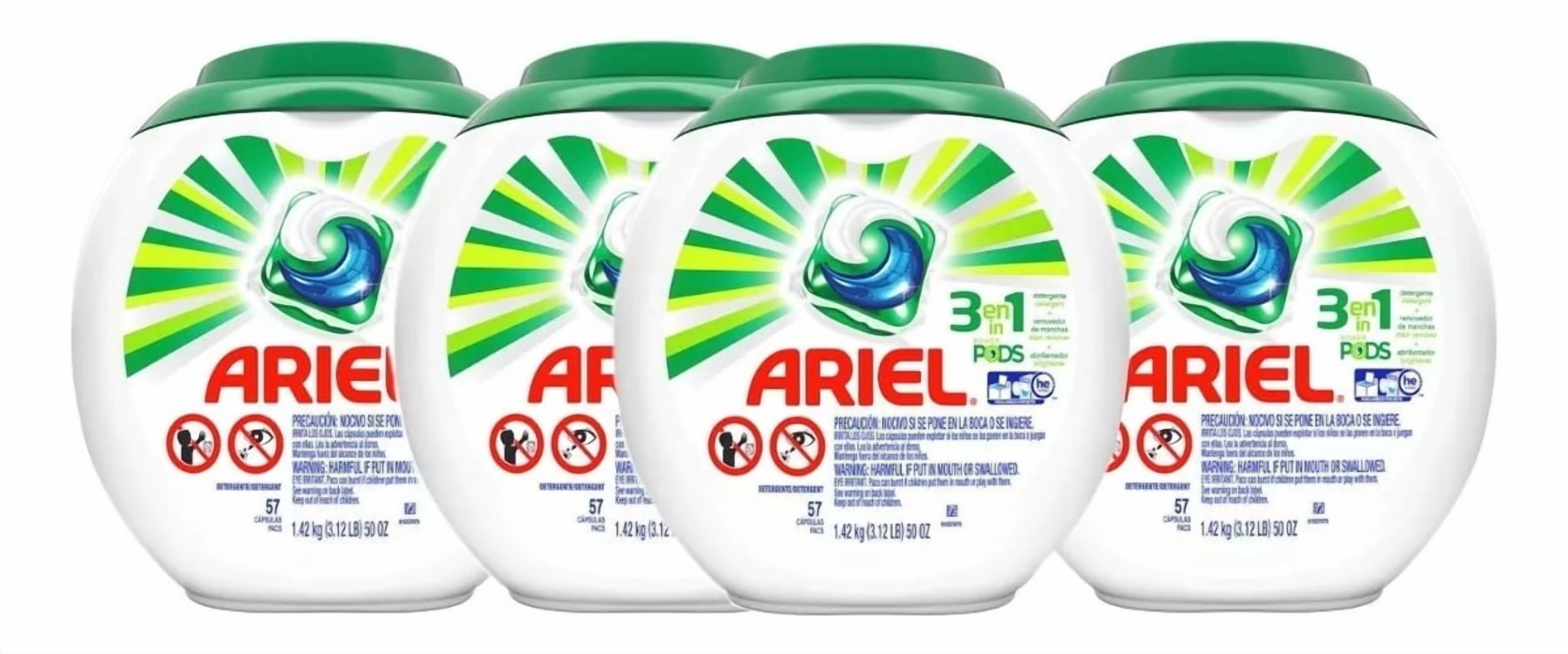 Pack X 4 Detergente Cápsulas Ariel Pods 57 Unidades