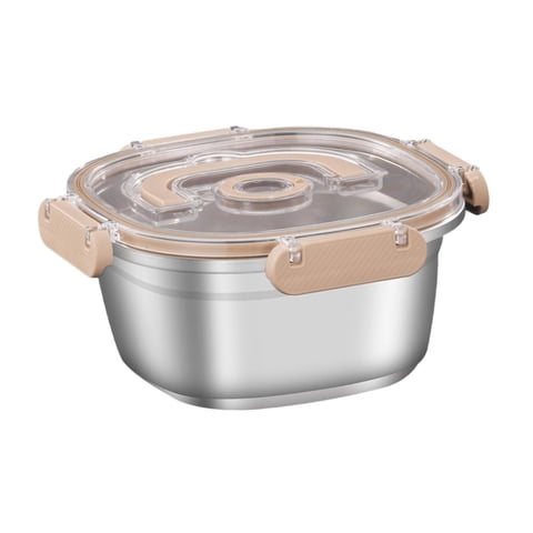 Magideal - Recipiente Para Alimentos De Acero Inoxidable, Recipiente Para Preparación De Comidas, Fácil De Limpiar Con Tapa, Fiambrera De Acero Inoxidable Para T 1000 Ml
