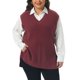 thumbnail image 1 of Agnes Orinda Conjuntos de Halloween para Mujeres Tallas Grandes Chaleco de Suéter de Punto Acanalado Cuello en V Sin Mangas Dobladillo Dividido Casual Jersey Sin Mangas 4X Burdeos, 1 of 6