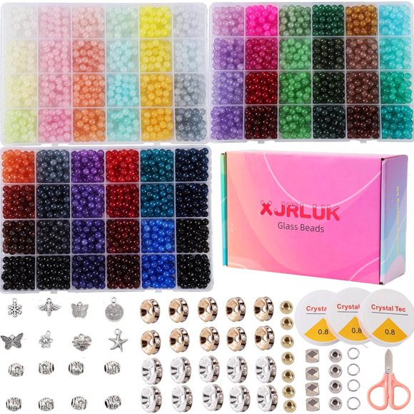 Kit de Cuentas de Vidrio XJRLUK de 3000 Piezas y 72 Colores de 6 mm
