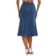 thumbnail image 3 of INSPIRE CHIC Falda Midi de Mezclilla para Mujer Regreso a Clases Cintura Alta Dobladillo de Cola de Pescado Falda de Jean Acampanada Azul XL, 3 of 6