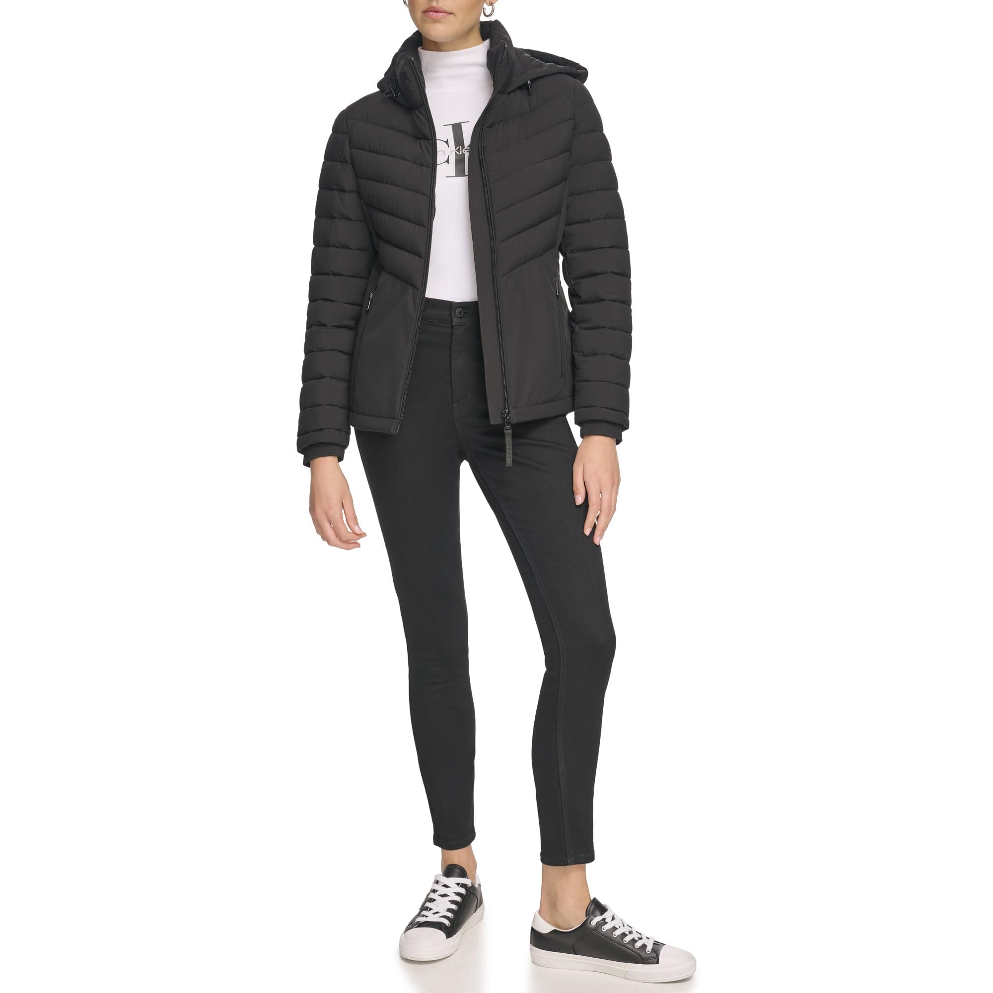 Chaqueta Calvin Klein Para Mujer, Acolchada, Color Negro, Talla L