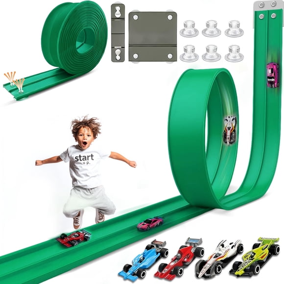 Pista de carreras flexible y portátil HGEVFL con 4 autos, 4,8 m