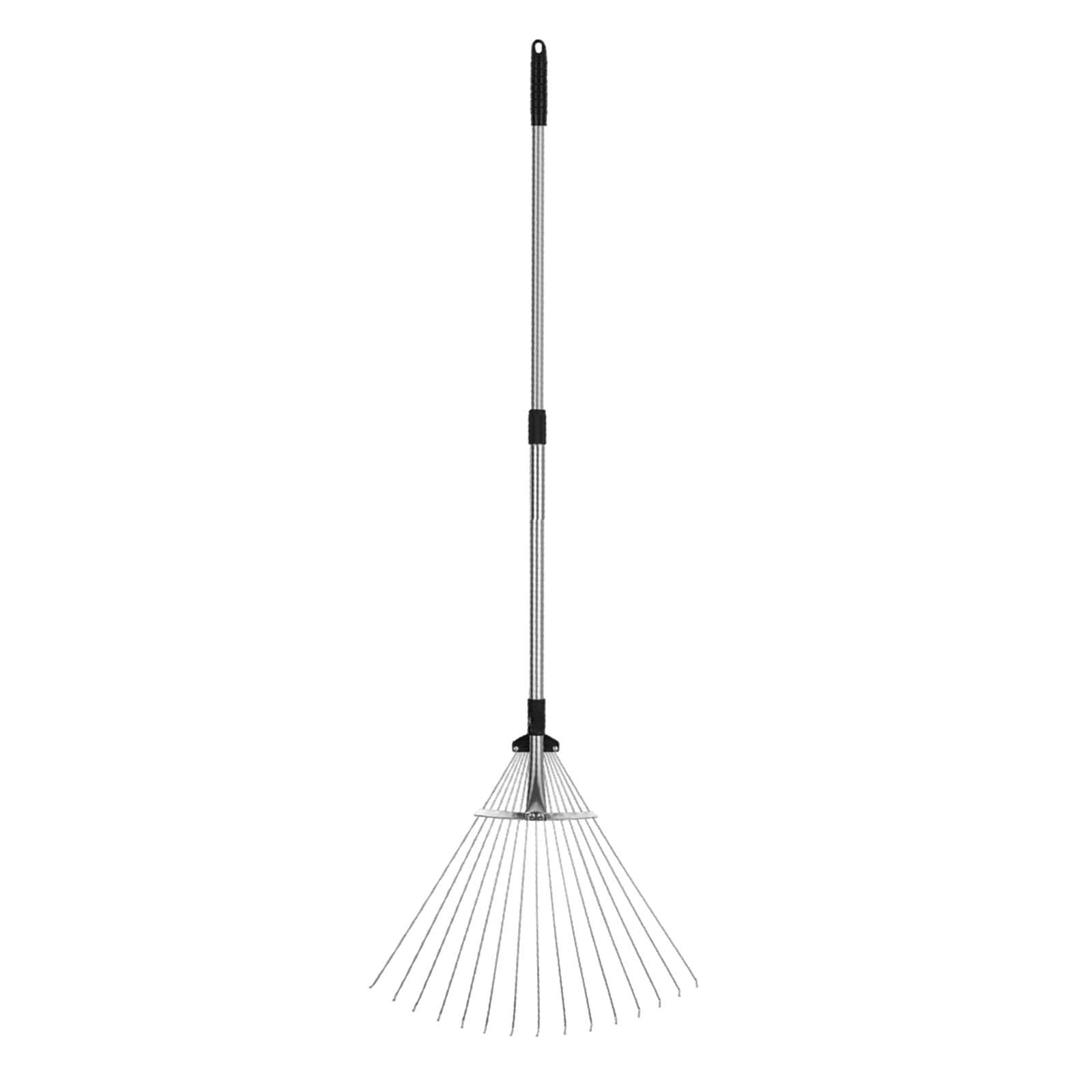 Magideal - Rastrillo De Hojas Para Jardín De 15 Dientes Herramienta Multiusos Limpieza De Hojas Y Residuos Rastrillo Telescópico De Limpieza Al Aire Libre Para Varilla De Aluminio