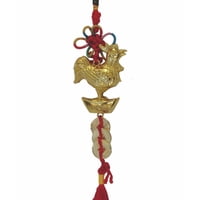 Charm Feng Shui Import, Diseño De Gallo Dorado Brillante, Con Lingotes Y Monedas