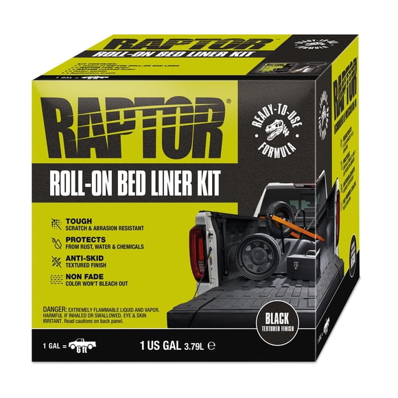 Kit Roll-On Liner Raptor Truck Bed Liner, 3,78 L, color negro duradero