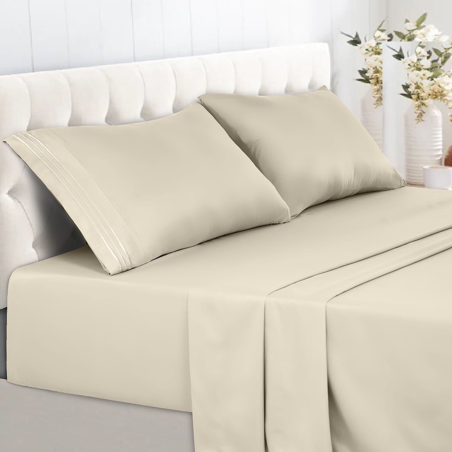 Tienda El Garage - Sabana Super King Crema 1800 Hotel Luxury Ultra Soft