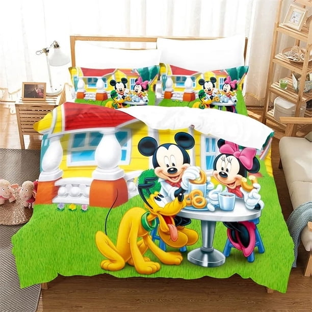 Duvet Cover Mickey Minnie Mouse One Quilt Cover Two Pillowcases Boys Girls Bedding Cartoon Set Cute Home Bedroom Decor Children