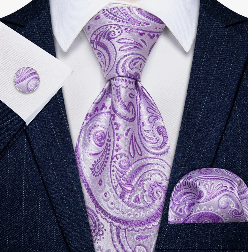 Riqui - Set Corbata, Pañuelo Y Colleras Violeta